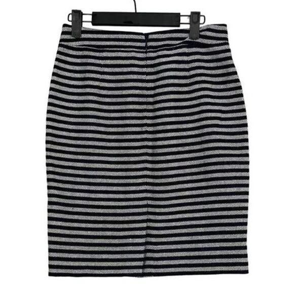 J.Crew Wool Blend Tweed Pencil Lined Mini Skirt Vertical Stripe 0 Navy Blue - Picture 14 of 15
